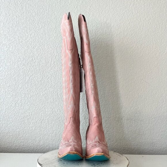 Lane LEXINGTON Over the Knee Womens Cowboy Boots 7 Pink Western Cowgirl Lace up - Picture 6 of 14